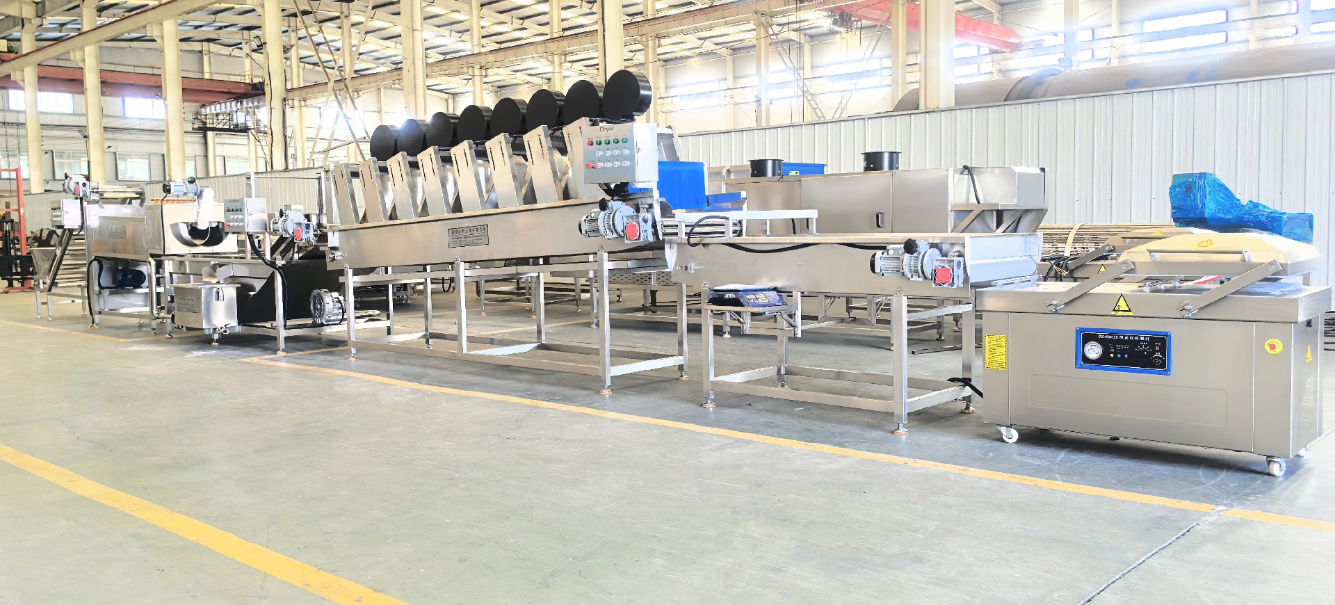 Potato washing and drying line